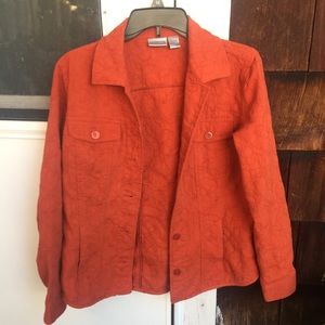 burnt orange flower embroidered jacket